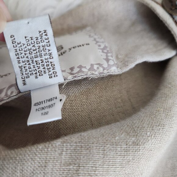 Chicos Jacket Women's 2 L 12 Embellished 100% Linen 3/4 Sleeves Tan Boho Casual‎ - Picture 8 of 15